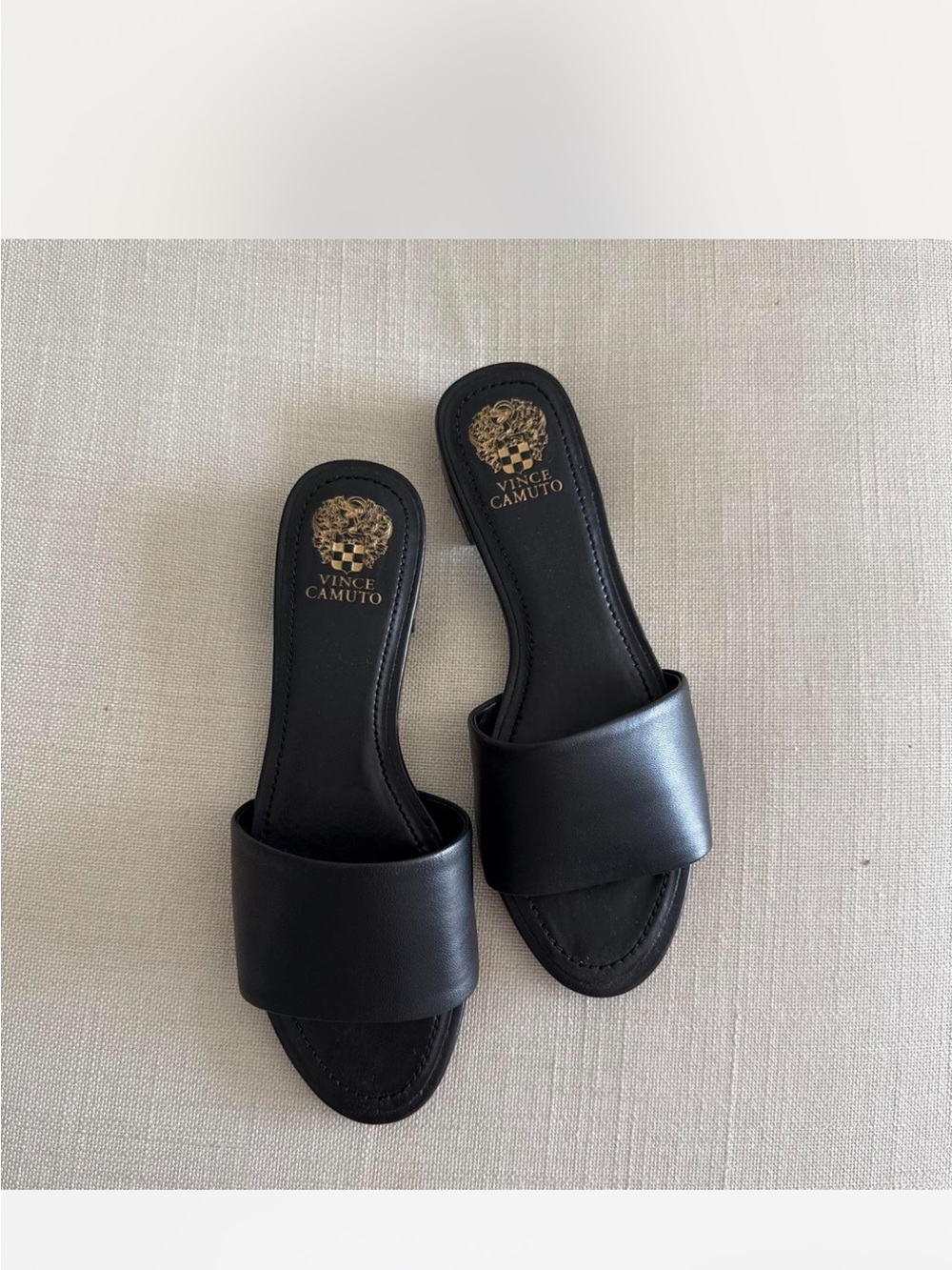 Vince Camuto Black Leather Slide Sandals 8.5
